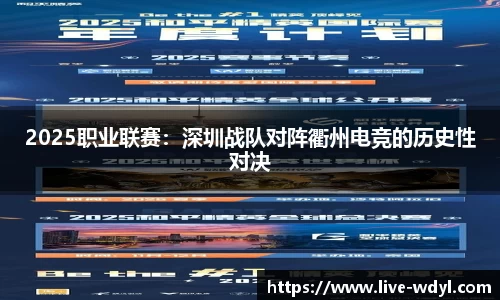 2025职业联赛：深圳战队对阵衢州电竞的历史性对决